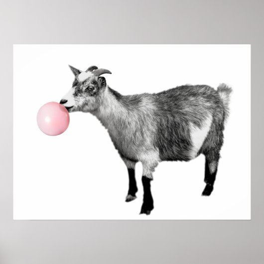 Cute Black White Goat Bubble Gum Nursery Child Poster (Voorkant)