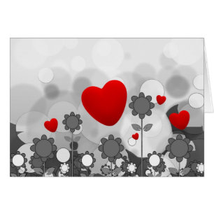 Cute Black/White/Grey Flowers met Big Red Heart