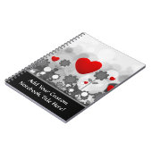 Cute Black/White/Grey Flowers met Big Red Heart Notitieboek (Linkerzijde)