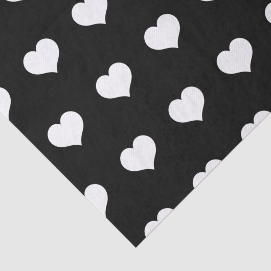 Cute Black White Heart Valentijnsdag Pattern Tissuepapier (Detail)