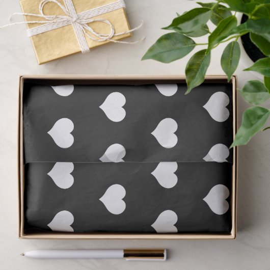 Cute Black White Heart Valentijnsdag Pattern Tissuepapier (Geschenk)