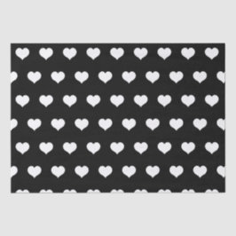 Cute Black White Heart Valentijnsdag Pattern Tissuepapier
