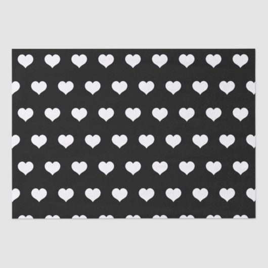 Cute Black White Heart Valentijnsdag Pattern Tissuepapier (Voorkant)