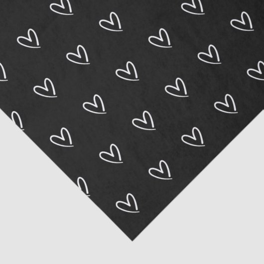 Cute Black White Heart Valentijnsdag Pattern Tissuepapier (Detail)