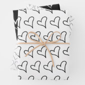 Cute Black White Hearts Pattern Valentijn Inpakpapier Vel (In situ)