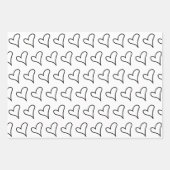 Cute Black White Hearts Pattern Valentijn Inpakpapier Vel (Voorkant)