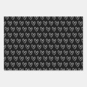Cute Black White Hearts Pattern Valentijn Modern Inpakpapier Vel (Voorkant 2)