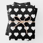 Cute Black White Hearts Pattern Valentijn Wrappin Inpakpapier Vel (In situ)