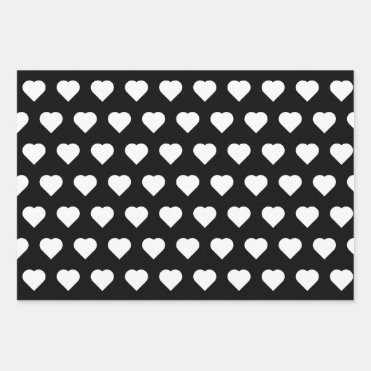 Cute Black White Hearts Pattern Valentijn Wrappin Inpakpapier Vel (Voorkant)