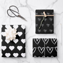 Cute Black White Hearts Pattern Valentijn Wrappin