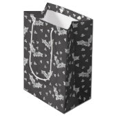 Cute Black & White Holly-kerstalkbord Medium Cadeauzakje (Voorkant Gekanteld)