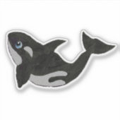 Cute Black White Killer Whale Blue Eyes Sticker (Voorkant)