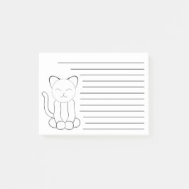 Cute Black White Kitty Cat Lined Post-it® Notes