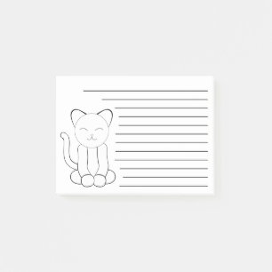 Cute Black White Kitty Cat Lined Post-it® Notes