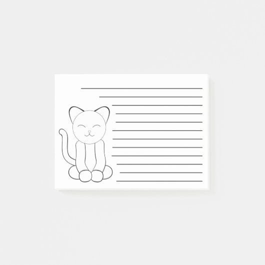 Cute Black White Kitty Cat Lined Post-it® Notes (Voorkant)