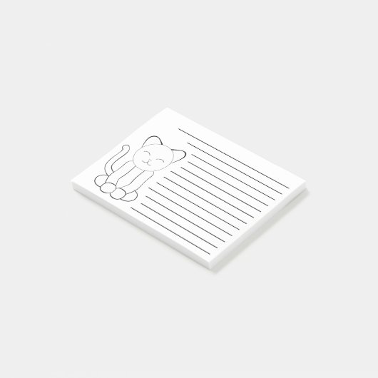 Cute Black White Kitty Cat Lined Post-it® Notes (Schuin)