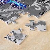 Cute black white kleurful neon skull licence bord legpuzzel (Zijkant)