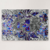 Cute black white kleurful neon skull licence bord legpuzzel (Horizontaal)