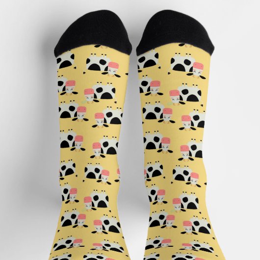 Cute Black White Koeien Socks Sokken (Top)