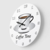 Cute black white koffietijd decor grote klok (Hoek)