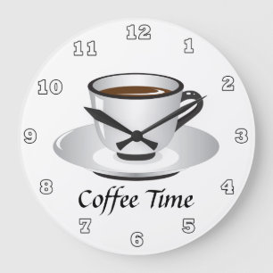 Cute black white koffietijd decor grote klok