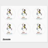 Cute Black&white leuke pinguïnmuzikant met drums Ronde Sticker (Vel)