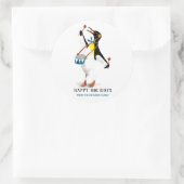 Cute Black&white leuke pinguïnmuzikant met drums Ronde Sticker (Tas)