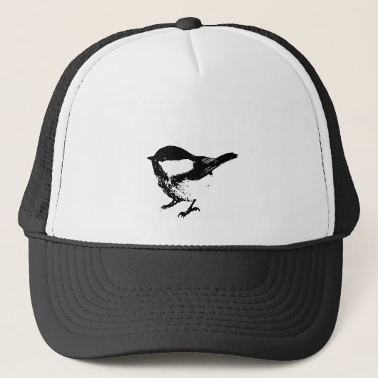 Cute Black White Little Chickadee Bird Willife Trucker Pet (Voorkant)