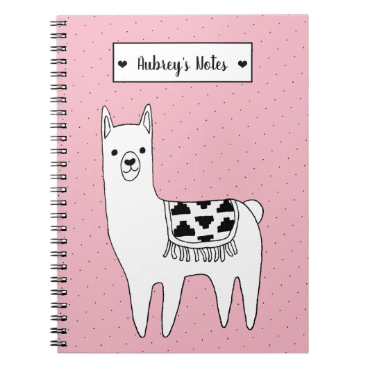 Cute Black & White Llama Sketch & Stippen Notitieboek (Voorkant)