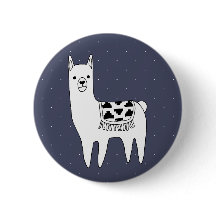 Cute Black & White Llama & White Stippen