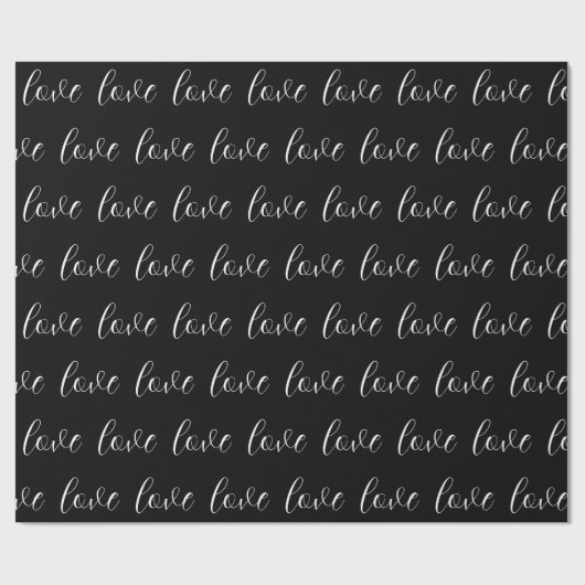 Cute Black White Love Pattern Valentijn Modern Cadeaupapier (Vlak)