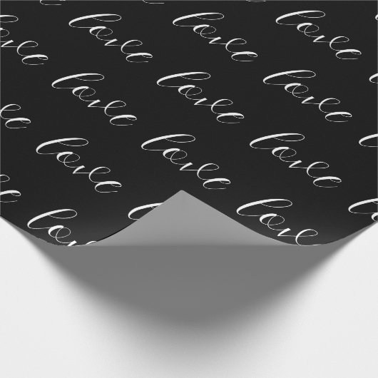 Cute Black White Love Pattern Valentijn Modern Cadeaupapier (Hoek)