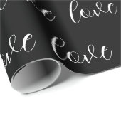 Cute Black White Love Pattern Valentijn Modern Cadeaupapier (Rol Hoek)