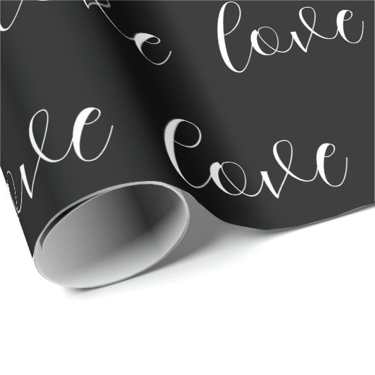 Cute Black White Love Pattern Valentijn Modern Cadeaupapier (Rol Hoek)