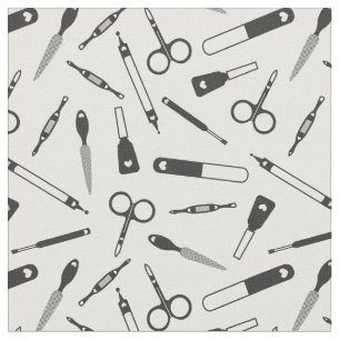 Cute Black White Manicurist Tools Patroon Stof
