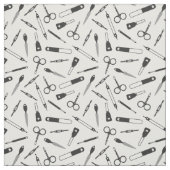 Cute Black White Manicurist Tools Patroon Stof (Swatch)