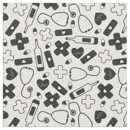 Cute Black White Neurse Doctor Patroon Stof