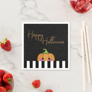 Cute Black White Oranje Glitter Pumpkin Halloween Servet