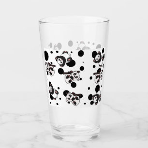 Cute Black White Panda and Polka Background Glas