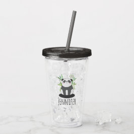 Cute Black & White Panda in Bamboo Acryl Drinkbeker