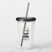 Cute Black & White Panda in Bamboo Acryl Drinkbeker (Achterkant)