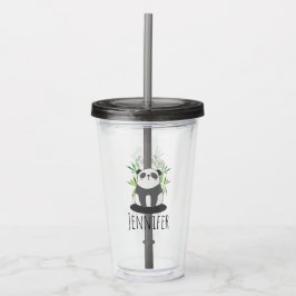 Cute Black & White Panda in Bamboo Acryl Drinkbeker