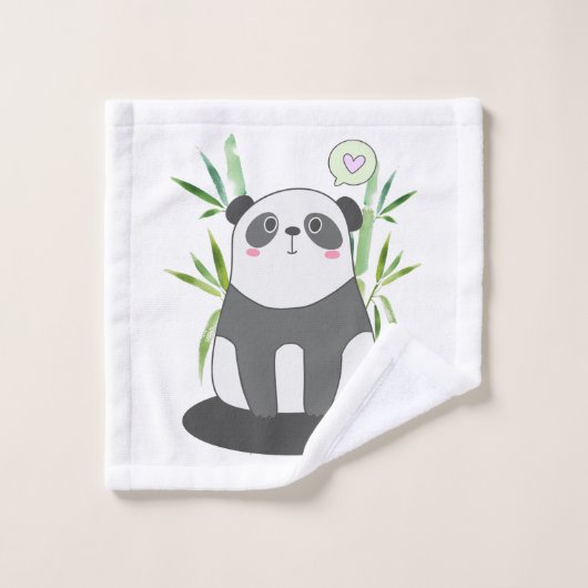 Cute Black & White Panda in Bamboo Bad Handdoek (Wasdoekje)