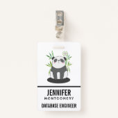 Cute Black & White Panda in Bamboo Badge (Voorkant met clip)