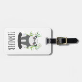 Cute Black & White Panda in Bamboo Bagagelabel (Voorkant horizontaal)