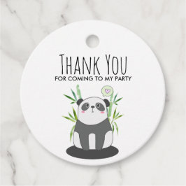 Cute Black & White Panda in Bamboo Bedankjes Labels