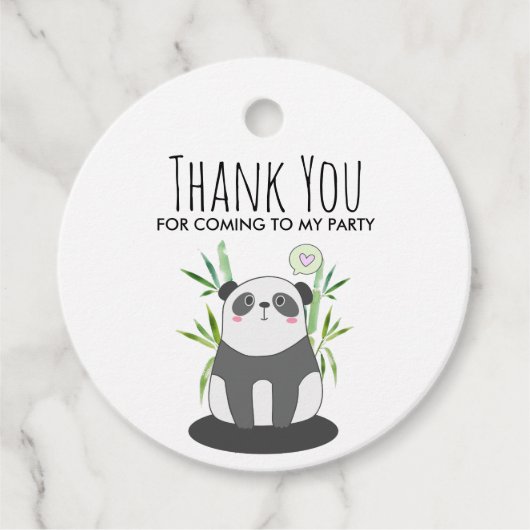 Cute Black & White Panda in Bamboo Bedankjes Labels (Voorkant)