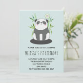 Cute Black & White Panda in Bamboo Birthday Kaart (Staand voorkant)
