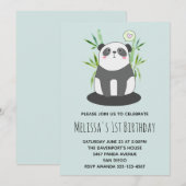 Cute Black & White Panda in Bamboo Birthday Kaart (Voorkant / Achterkant)