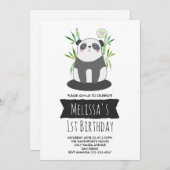 Cute Black & White Panda in Bamboo Birthday Kaart (Voorkant / Achterkant)
